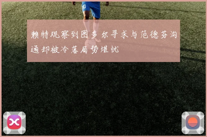 赖特观察到图多尔寻求与范德芬沟通却被冷落局势堪忧